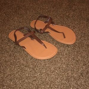 Brown and tan sandals